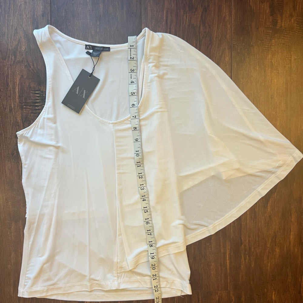 Armani Exchange White Asymmetrical Top NWT NEW Size XS - Picture 3 of 7